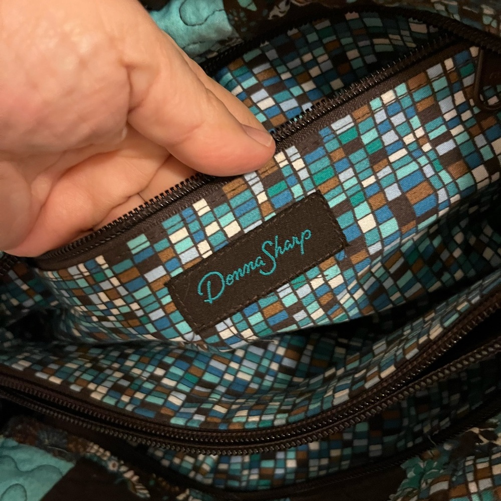 Donna Sharp Blue And Brown Patchwork Shoulder Bag - image 2